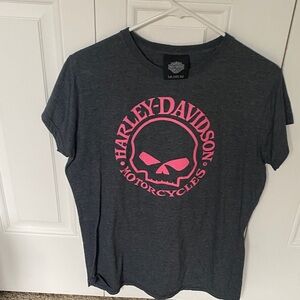 Harley-Davidson Women’s Gray T-Shirt with Pink Logo